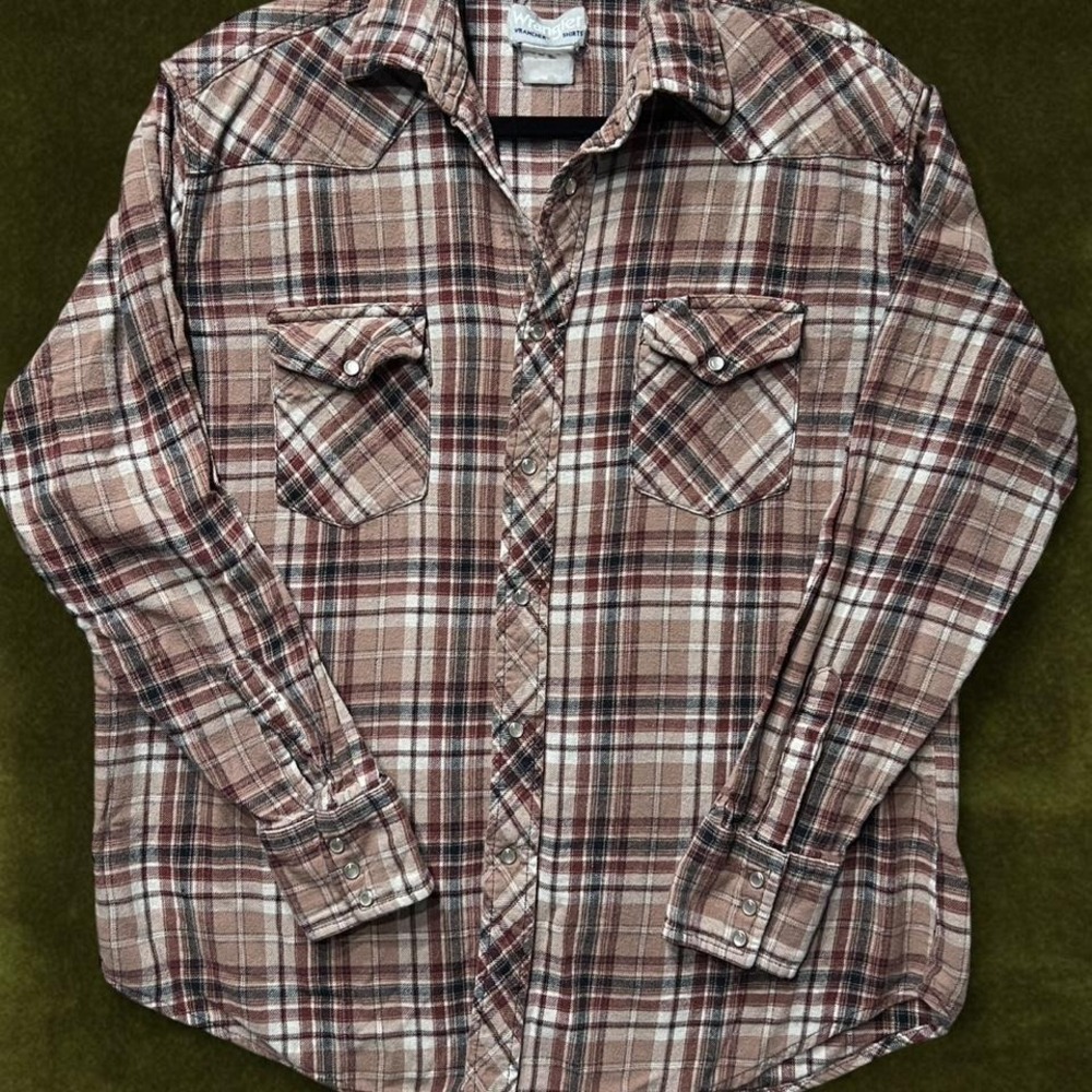 Vintage 90s Wrangler Wrancher Plaid Pearl Snap Shirt - XL